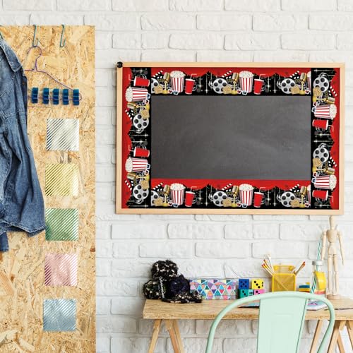 Image of Whaline 32.8 Ft Movie Night Bulletin Board Borders Popcorn Movie Reel Die-Cut Border Trim for Back to School Classroom Office Chalkboard Decoration