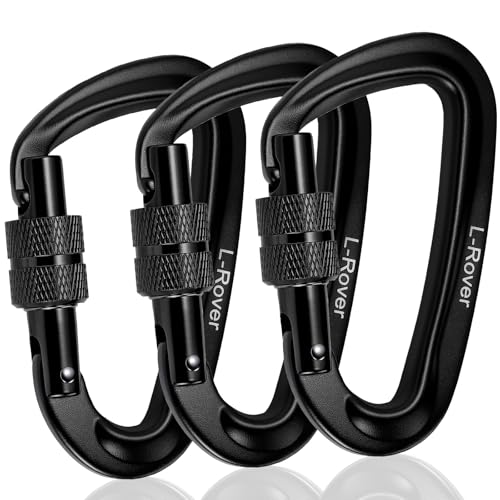 3 Heavy Duty Carabiner Clips 12kN (2697 lbs)-Lightweight Locking Carabiners for Securing...
