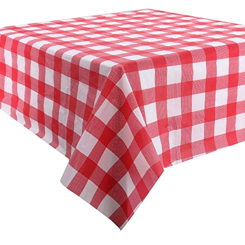 Time to Sparkle 2 Pack Plastic Tablecloths 54" x 108" Plastic Dining Table Cloth Premium Rectangle Table Cover for Parties Wedding Banquet etc Indoor Or Outdoor(Red Check) - Image 2