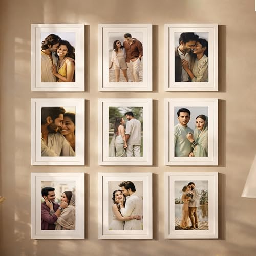 Image of Art Street Premium Photo Frame for living room, Classic Aesthetic Design Photo Frames for Photograph, Art Work, Kids Room Set of 9 (11x14 Inch, White)