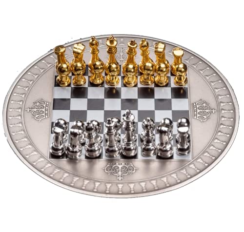 Image of Chess Chess Board Game 2 Oz Silver Coin Niue 2018 Antique Finish