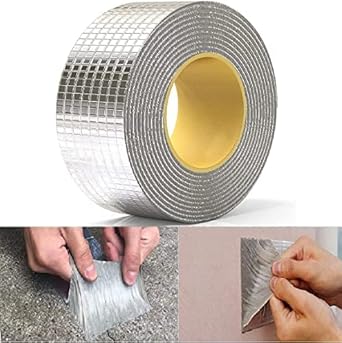 LUBELA Leakage Repair Waterproof Tape for Pipe Leakage Roof Water Leakage Solution Aluminium Foil Tape Waterproof Adhesive Tape Sealing Butyl Rubber Tape for Leakage (5CM 5M) (Waterproof Butyl Tape A)