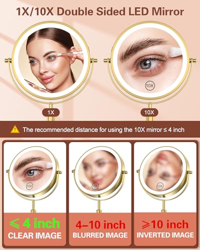Espejo de Maquillaje con Luz y Aumento 10X, Ajustable miniatura 3