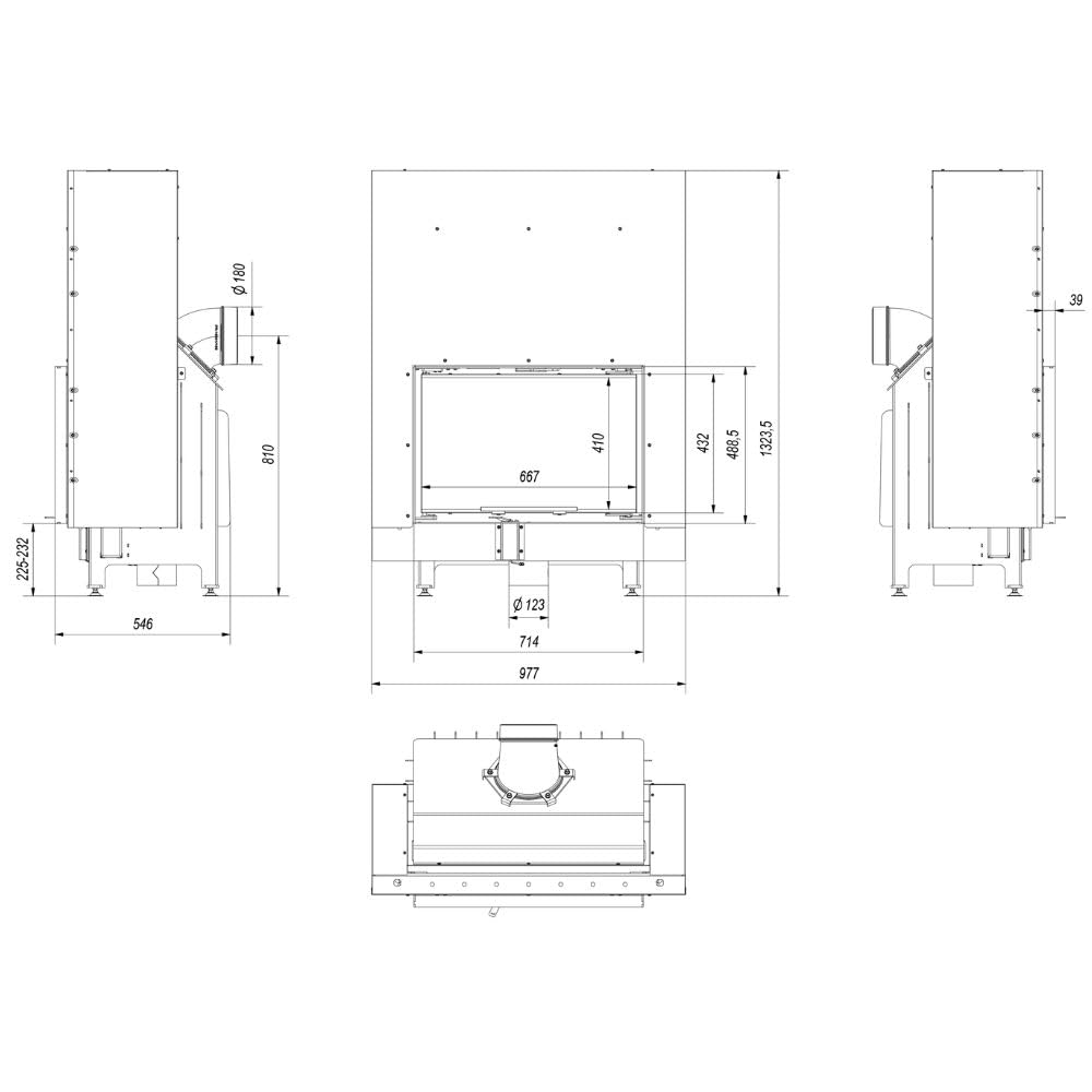 KRATKI Zibi 12 Holzkamin mit Lufteinlass Einsatz BImSchV 2 konform 11 kWThermischer Wirkungsgrad 80% Stahl mit Thermotec Guillotine-Innentür