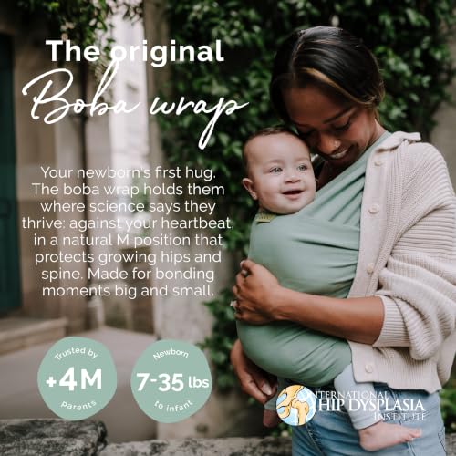 Image of Boba Baby Wrap Carrier - Original Baby Sling Carrier for Newborns (7-35 lbs), Soft, Secure, Hands-Free & Ergonomic, Ideal for Comfortable Bonding, New Parents (Sage Green)