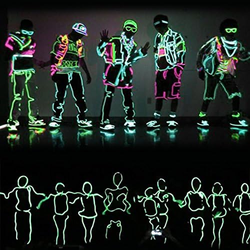 Litake EL Wire, 5x3m Neon Light Battery Powered Electroluminescent Wire Glowing Strobing Decorative Light for Xmas Party Pub