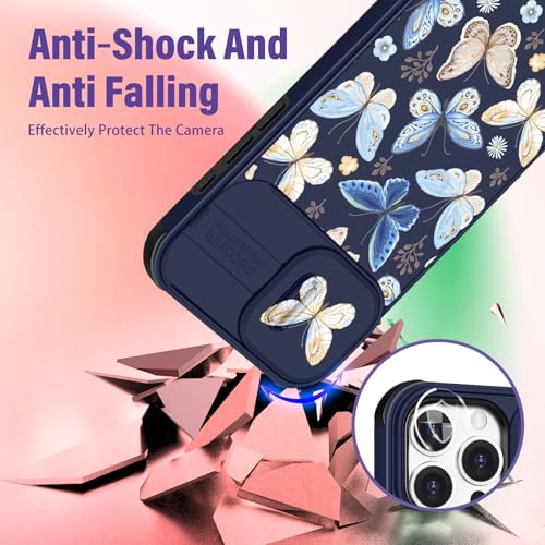 Image of Funermei (2in1 for iPhone 15 Pro Max Case for Women Girls Butterfly Cute Phone Cover Girly Pretty Kawaii Aesthetic Unique Design with Camera Cover Funda for Apple for iPhone 15 ProMax Cases 6.7 inch