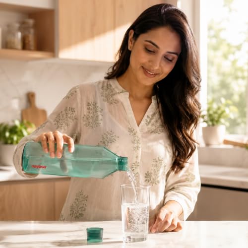 Image of Nayasa Space Plastic Water Bottle 1150 ml | Set of 5 | BPA-Free Fridge Bottle for Home, Office, School, Gym | Leak-Proof & Durable | Multicolor