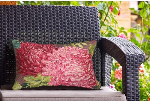 Liora Manne Marina Indoor/Outdoor Power Loomed Easy Care Pillows, 12" x 18", Mums Fuchsia