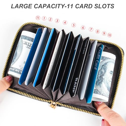 Image of Credit Card Wallet, RFID Card Case Wallet, Zipper Card Cases Holder for Men Women, RFID Blocking, KeyChain Wallet, Compact Size Card Organizer Case for Women