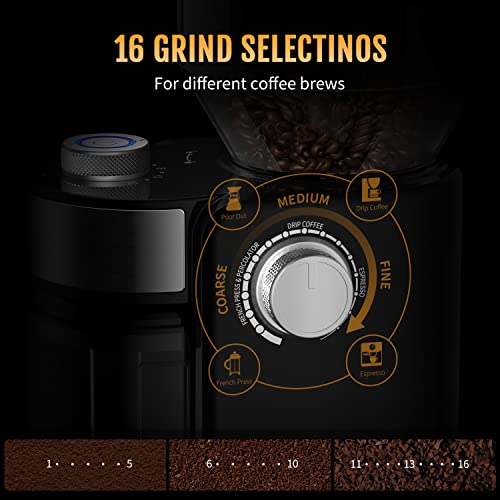 VBG Electric Burr Coffee Grinder with 16 Precise Grind Settings Crazymos