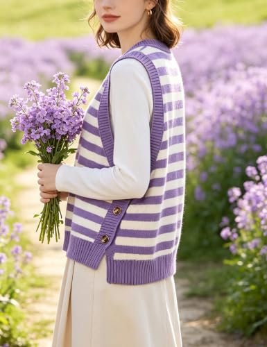 Image of HangNiFang Women's Round Neck Sleeveless Pullover Ribbed Knit Sweater Vest