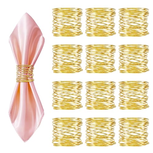 YUFFQOPC 12 Stück Serviettenringe Golden, Metall Serviettenringe,...