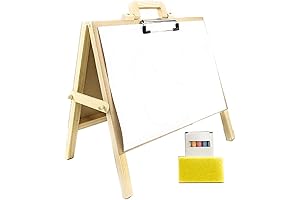 Matty's Toy Stop 2-in-1 Mini Wooden Tabletop Easel with Blackboard, Paper Clip, and Accessories