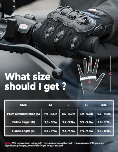 Image of KEMIMOTO Motorcycle Gloves for Men, Touchscreen Cycling Gloves for Outdoor Sports On-Road /Off-Road /Mountain Motorcycle Motorcross Motorbike Dirt Bike Bicycle Racing ATV UTV, L, Blue