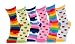Differenttouch 6 Pairs Women's Fancy Design Multi Color Novelty Crew Socks