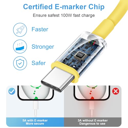 Image of iPhone 17 16 15 Charger Fast Charging 30W USB C Chargers Block Type C Charger 2 Pack 6FT Cord for iPhone 17 /17 Plus /17 Pro Max /Air /16 /16 Plus /16 Pro Max /15 Pro Max /iPad Pro /Samsung(Yellow)