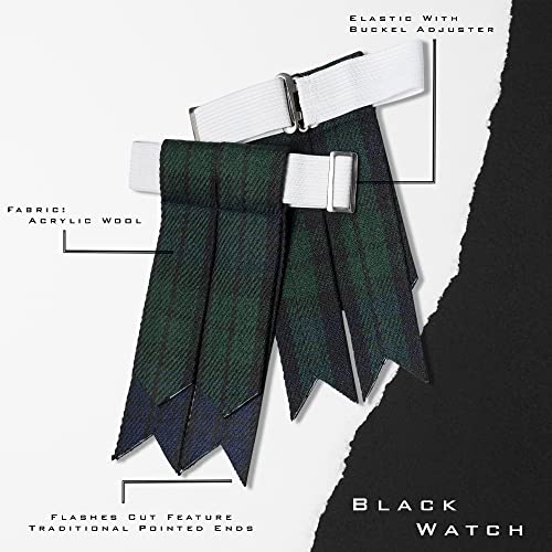 Kilt Flashes for Men with Heavy Buckle Adjusters, Plain & Tartan Kilt Sock Flashes.3