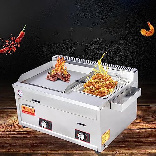 Gasfritteuse, kommerzielle Gas-Propan-Fritteuse und Grill-Kombination – perfekt für Pommes Frites, Teppanyaki, mit Einstellbarer Temperaturregelung und leicht zu reinigender Antihaft-Oberflä – Bild 5