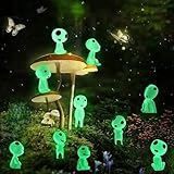 Manwetye 10PCS Fairy Garden Accessories Tree Elves Glow in Dark Garden Alien Decor Miniature Luminous Ghost kit for Micro Landscape Garden Decoration Outdoor Status Patio Lawn Yard Kit (Green)