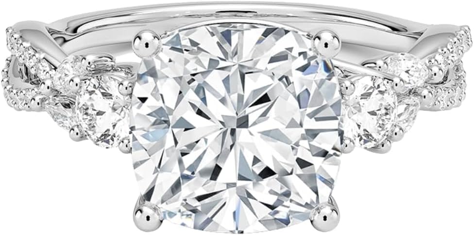 1-5 Carat Cushion Cut Moissanite Engagement Ring for Women, E-F Colorless VVS1 Vine Twisted Infinity Band, Solid 10k/14k/18k Gold or 925 Sterling Silver, Bridal Promise vintage styles Ring