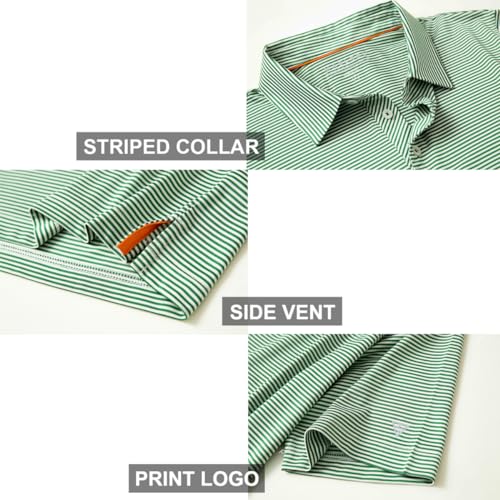 Image of Men's Golf Polo Shirts Short Sleeve Striped Performance Moisture Wicking Dry Fit Golf Shirts for Men