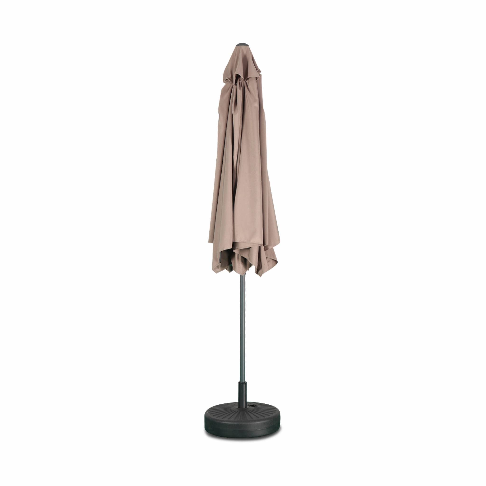 Alice's Garden - Parasol droit rond Ø300cm - Touquet Taupe - mât central en aluminium orientable et manivelle d'ouverture