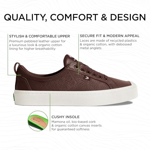 Image of Cariuma OCA Low Premium Leather Sneakers, Comfortable Shoes for Women, Lightweight & Sustainable, Versatile Casual Footwear with 100% Vegan Insoles, Rubber