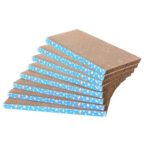 8 Packs in 1 Cat Scratch Pad Cat Scratcher Cardboard Reversible Durable Recyclable Cardboard Premium Scratch Suitable for Cats to Rest Grind Claws and Play (0.8 H(8 Packs))
