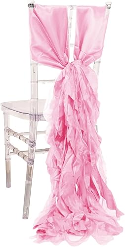Miniatura 6 de Efavormart - Juego de 5 fundas de satén de gasa de sauce rizado rosa