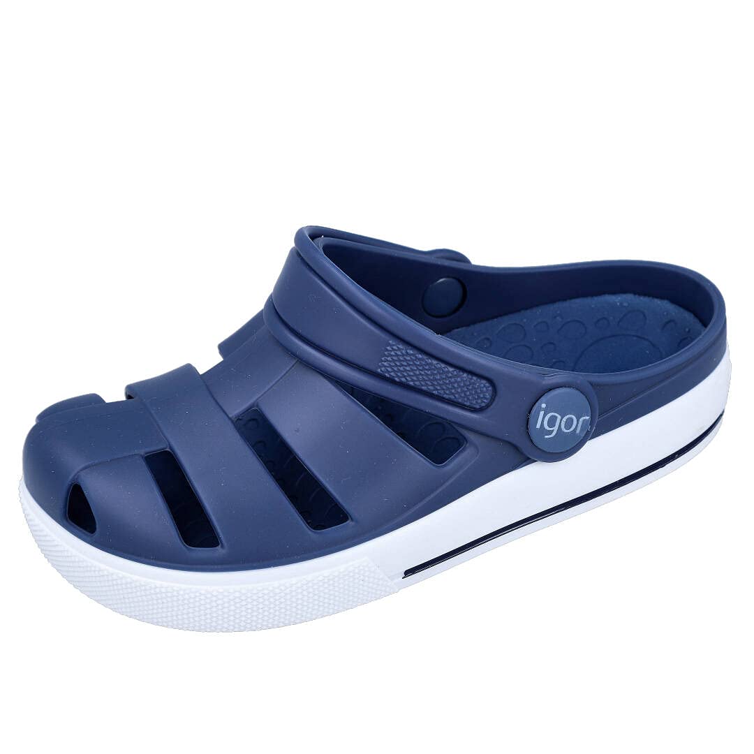 IGOR Zuecos Goma Tipo Tenis Tira Trasera Talla 26 en Color Azul Marino
