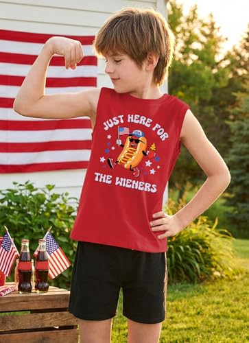 Image of Boys 4th of July Patriotic Sleeveless Tee American Flag Tank Top 6-14 Years
