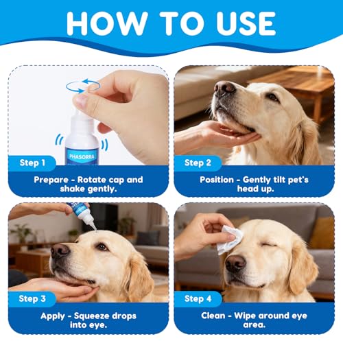 PHASORRA Dog & Cat Eye Drops, Soothing Eyes, Relieve Eye Irritation & Itching, Redness, Gentle and Safe - 2 fl oz — view 6