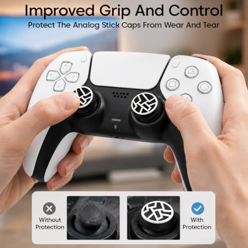 Image of Sounce 4PCS PS5 Controller Thumb Grip Caps, Silicone Non-Slip Rocker Cap Joystick Button Protective Thumb Grips Compatible for PS5 PS4 Xbox Series X Switch Pro Controller Accessories, Reduces Fatigue