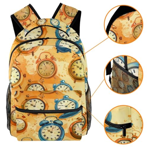 Sac à dos de campus multicolore à horloges taille unique pour l'école