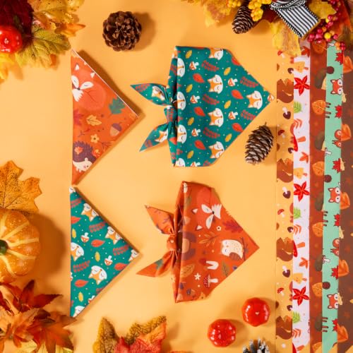 Image of Abbylike 50 Pcs Fall Dog Bandanas Bulk Autumn Leaf Pumpkin Acorn Mushroom