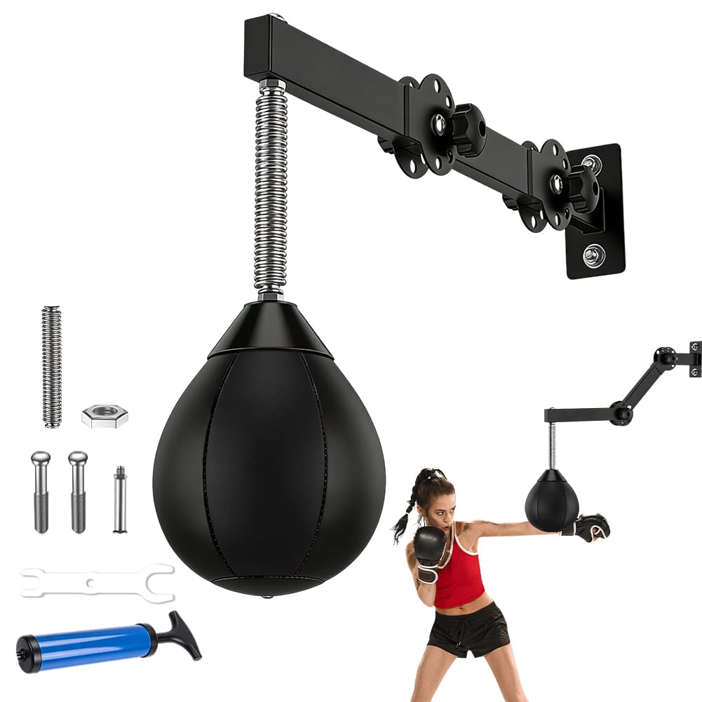 Boxsack Hängend, Punchingball Höhenverstellbar, Faltbar Boxball mit Aufhängung, Trainingsgerät für Reflexe