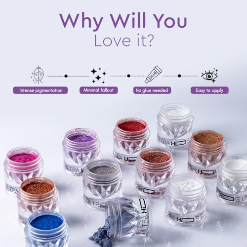Image of C2P Pro Eyeshadow Pigment for Eye Makeup - 2g | Long-Lasting and Highly Pigmented Loose Precious Pigments with Metallic Effect | Cosmetics For Women and Girls (Tag Me 182, 02 Gram)