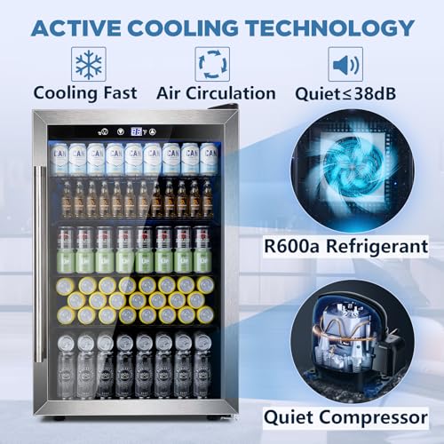 Joy Pebble JP-W58128SSH Beverage Refrigerator Cooler 4.4 Cu.Ft,145 Can Mini Fridge thumb #2