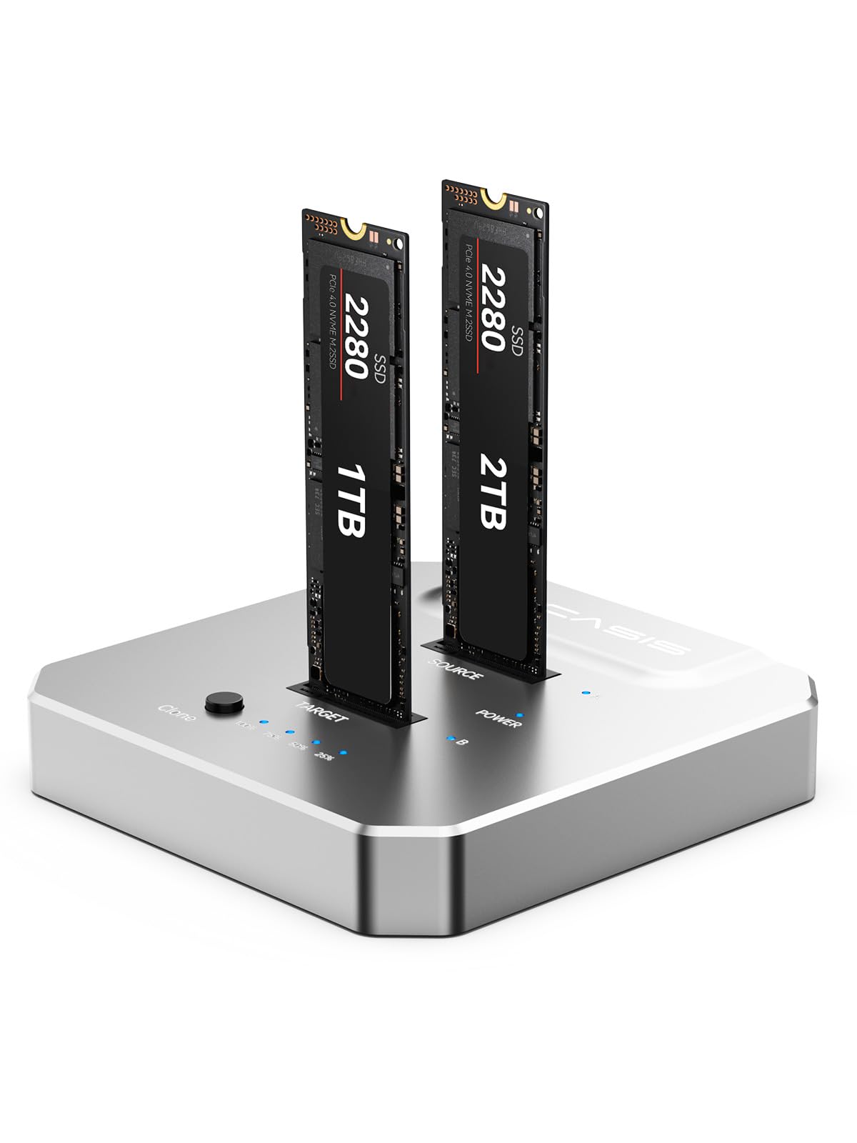 - ACASIS typec USB 10Gbps to NVME Clone Dual-Bay External Hard Drive Enclosure for M2 SSD M Key 2230 2242 2260 2280,Supports Hard Drives up to 8TB with Offline Clone M.2 Duplicator Auto Sleep Function