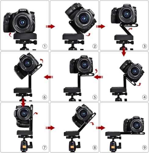 Image of BKN Foldable Z Pan Tilt Tripod Head Quick Release Plate Holder for DSLR Camera Camcorder Photography Accessory - 1 Piece (Black) (Z Plate)