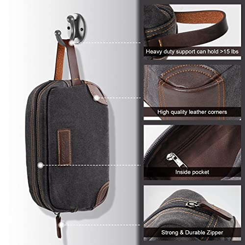 Emissary EMISSARY-DOPP1-GRY Travel Toiletry Bag For Men, Leather And Canvas Toiletry Bags, Dopp Kit For Men, Travel Bathroom Bag Men'S Shaving Kit thumb #1