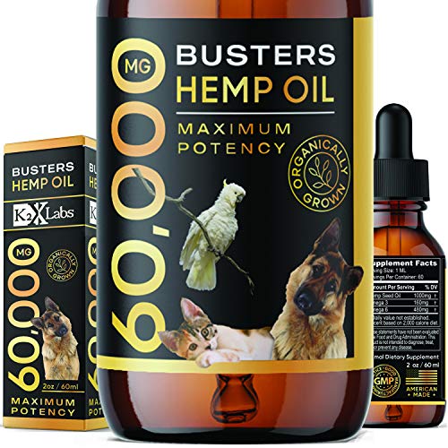 K2xLabs |60,000 MG 1-Pack| Busters Organic Hemp Oil for Dogs & Cats