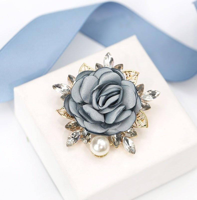 Image of COLORFUL BLING Elegant Rose Flower Pearl Brooch Pin for Women Girls Vintage Floral Hairpin Headpieces Brooch Clothing Bag Scarf Decoration Shawl Pins Jewerly