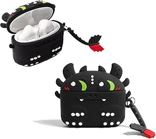 جراب حماية سيليكون بتصميم وحش تنين بدون أسنان لعلبة سماعات هواوي فري بودز 4i و5i - أسود