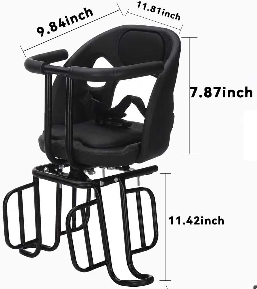 Kids Bike Seat with Reflective Tape for Baby 18 Months to 8 Years Old | Rear Toddler Bike Seat With Surround Rail & Ergonomic Backrest for All-Day Family Fun,Weight 55 lbs Fits Most Bikes