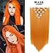 Produktbild Creamily 20 Zoll Straight Orange Clip in Haarverlängerung 8 Stück 17Clips Kunsthaar für vollen Kopf