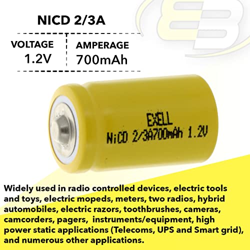20x Pilas Recargables NiCD 2/3A 1.2V 700mAh Botón Superior miniatura 2