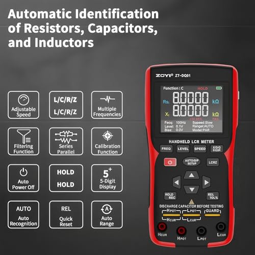 QDTimes LCR Messgerät ZT-DQ01 Handheld Digital Bridge LCR Meter Kapazität Widerstand Induktivität zt-dq02 Multitester (DQ 01 KitII)
