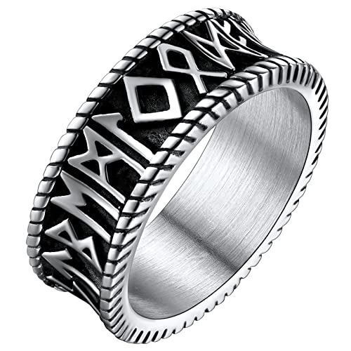 FaithHeart Viking ring för män nordiska runor smycken nordiska valknut ringar graverade rostfritt stål skyddande amulett fingerberlock storlek...